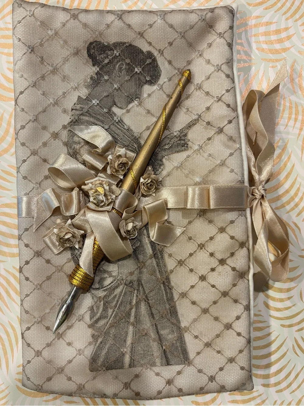 ⚜️ Handmade Champagne Silk & Lace Journal Cover ⚜️
